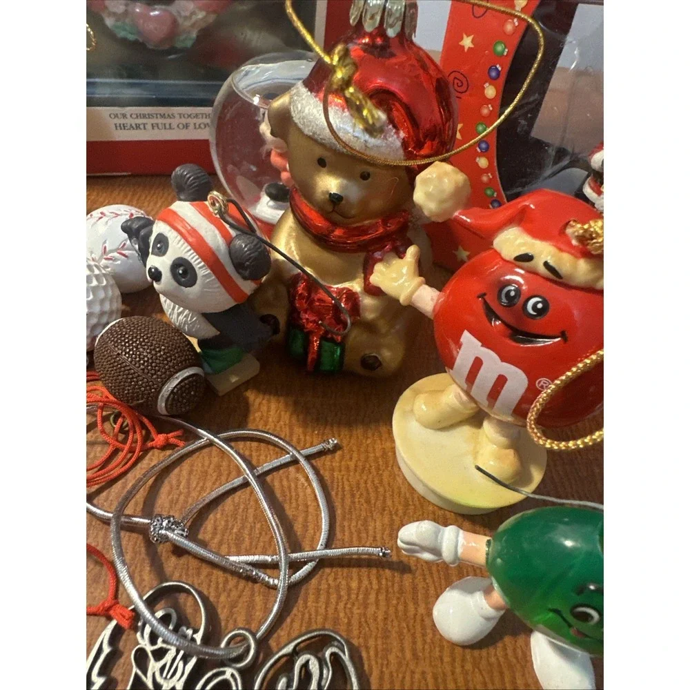 Lot Of 1990's &‎ Early 2000's Christmas Vtg Ornaments: M&Ms, Mice, Sports